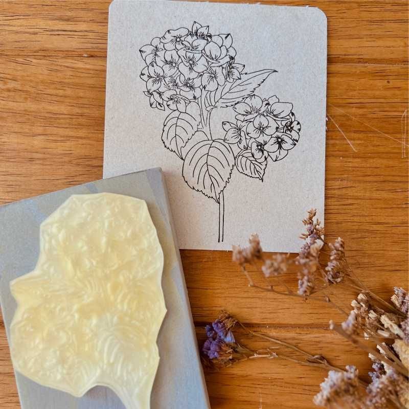 CARIMBO DE FLOR HORTENSIA